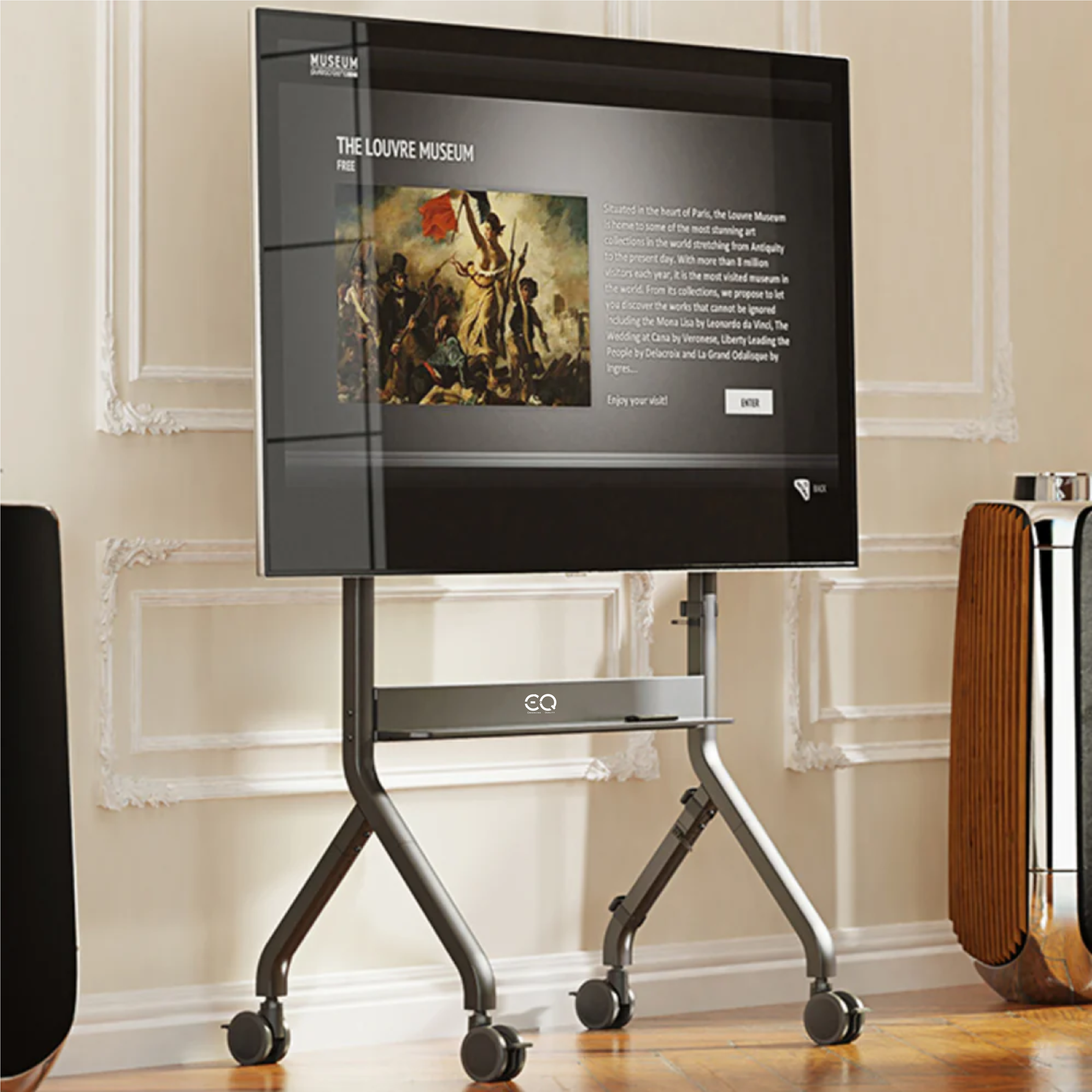 EQ TEX 75-90 Stand for Interactive Displays | Fits 75" - 90" | Remote Controller | Easy Height Adjustments